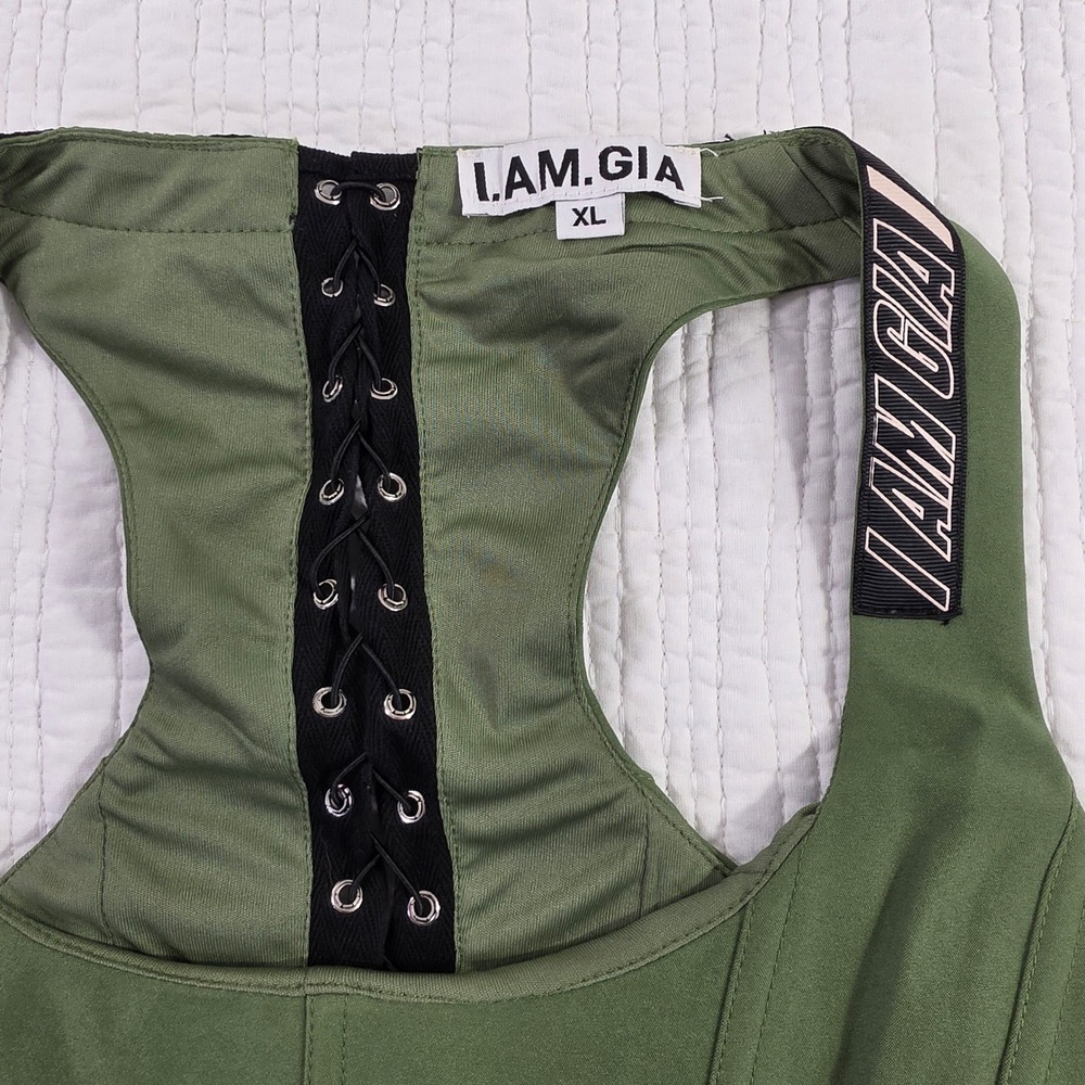 I.AM.GIA Corset Tank Top Women XL Green NWOT Lace Up Racerback Bodice - Picture 6 of 10